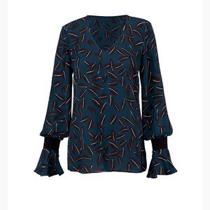 Cabi Shadow Leaf Blouse, NWOT, Size Large